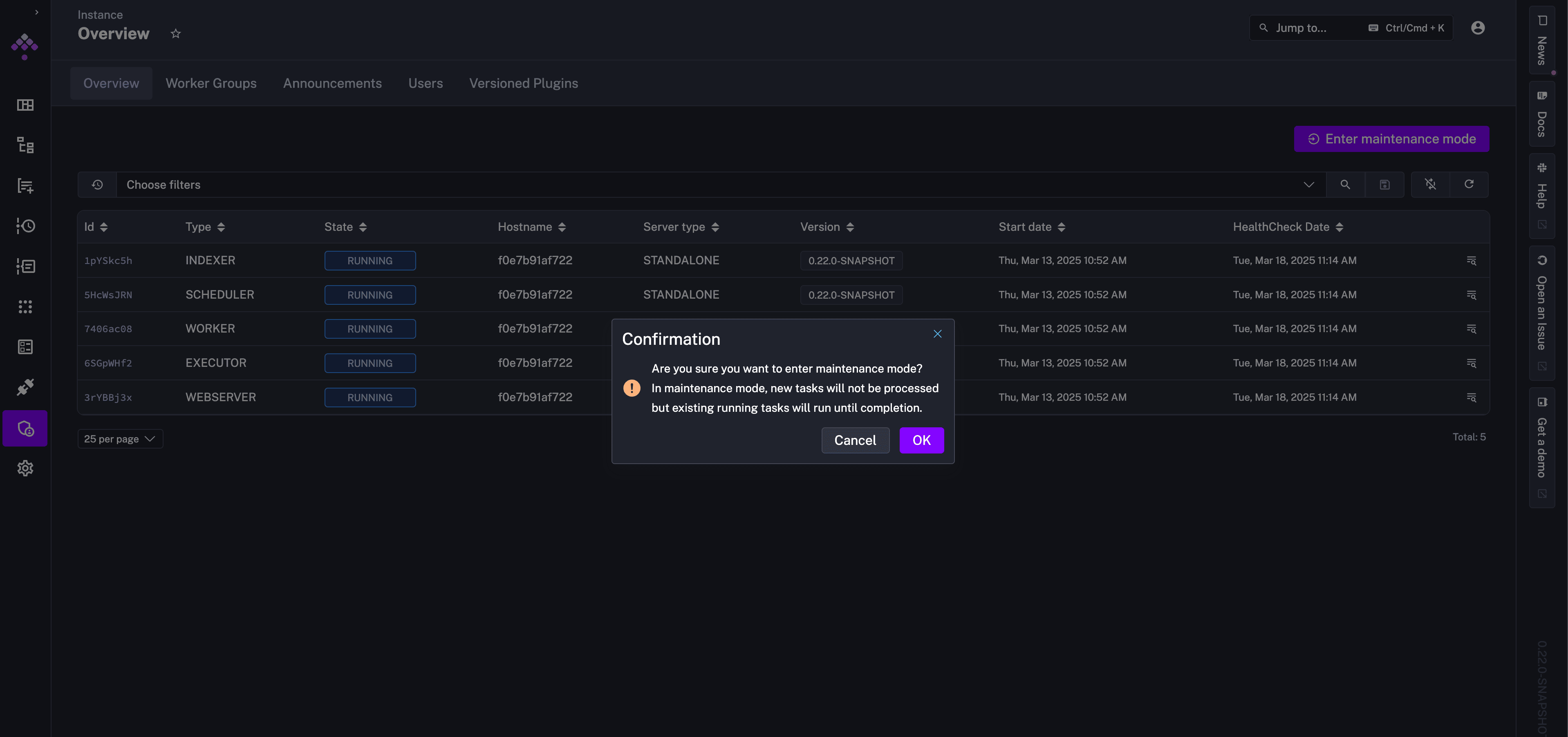 Enter Maintenance Mode