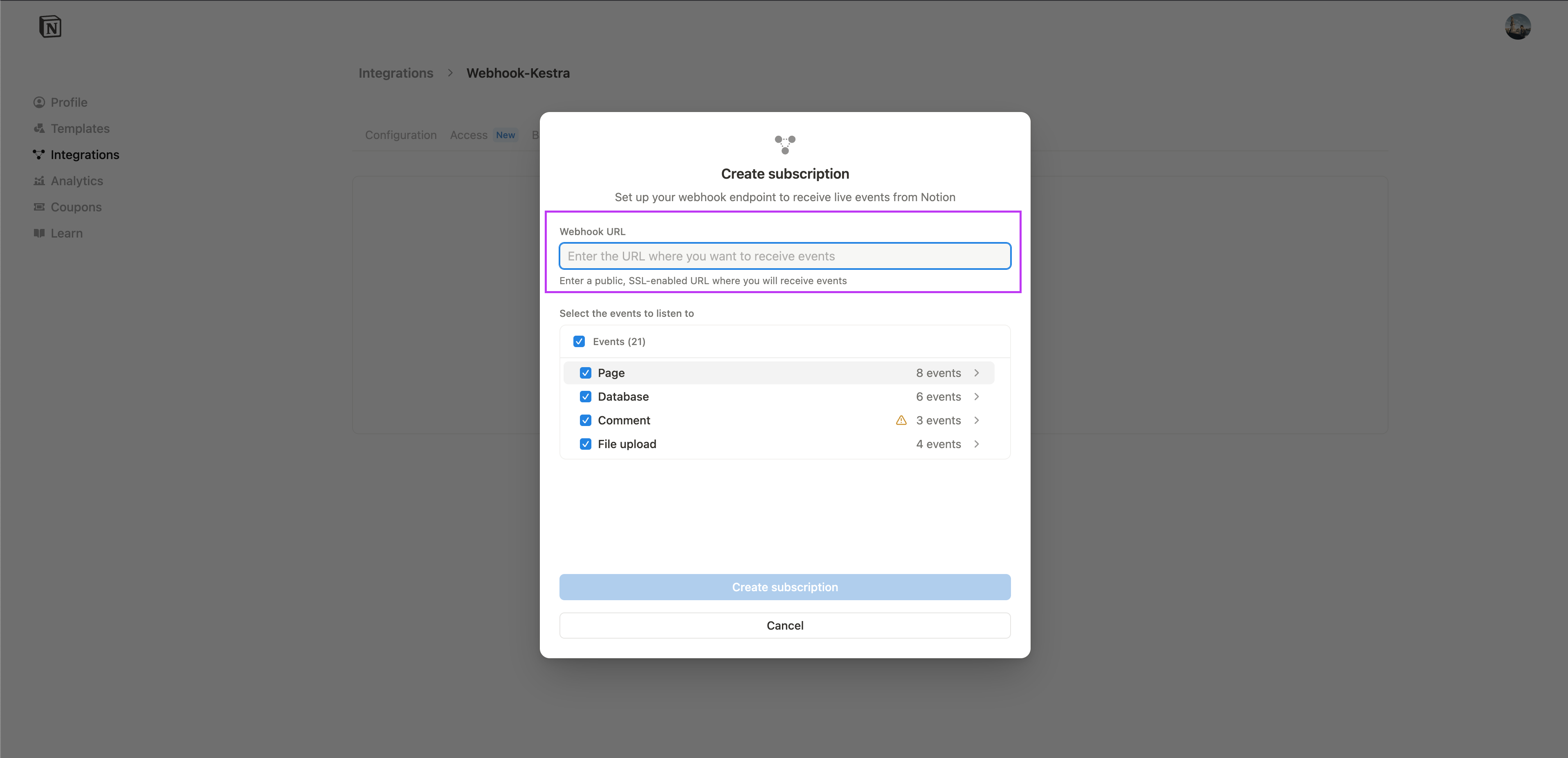 Notion Integration UI